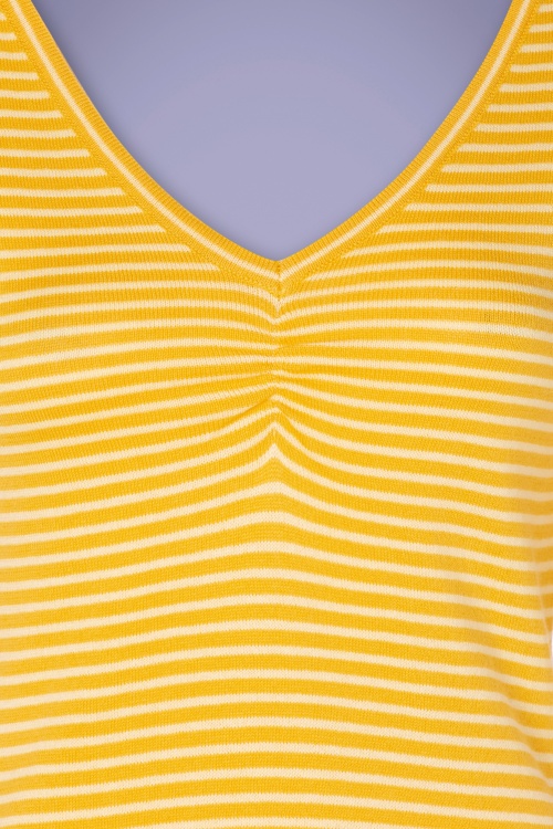 Mademoiselle YéYé - 60s One Step Ahead Knit Top in Yellow Stripes 3