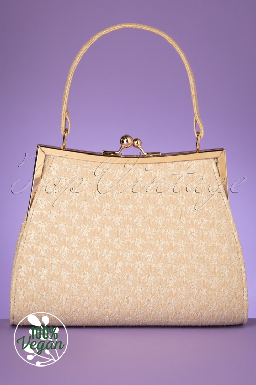 Ruby Shoo - 50s Toulouse Handbag in Cream and Gold