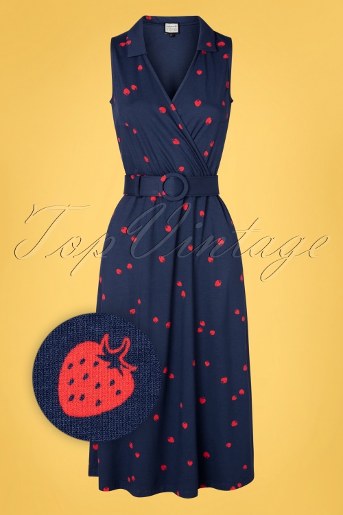 Mademoiselle YéYé - 70s Boogaloo Party Dress in Eat Me Navy