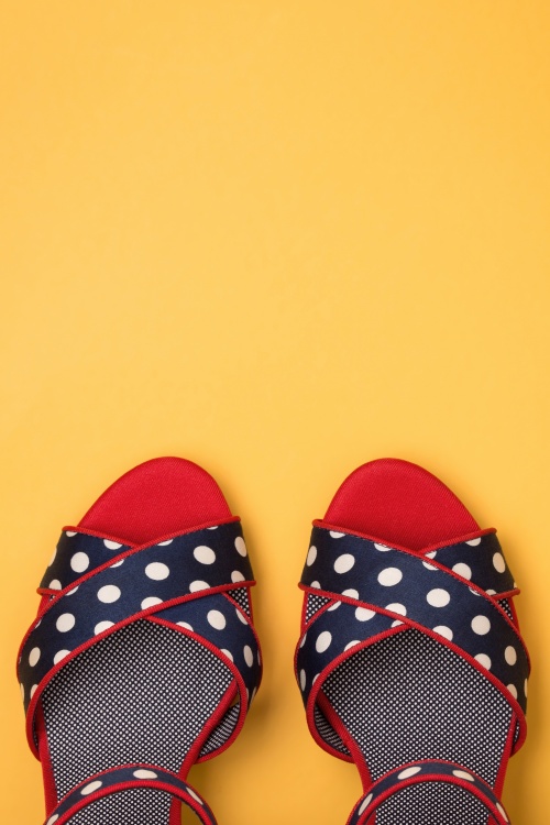 Ruby Shoo - Evie Spots Sandals Années 60 en Bleu Marine 3