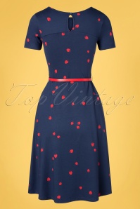 Mademoiselle YéYé - 60s A Drink With Beth Dress in Eat Me Navy 2
