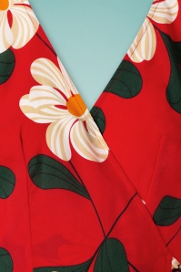 Vixen - Reem Floral Wrap Dress Années 70 en Rouge 4