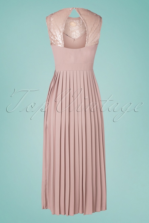 Little Mistress - 70s Myla Sequins Maxi Dress in Taupe Pink 2