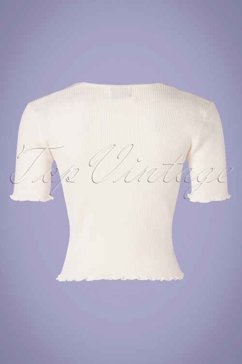 Compania Fantastica - 60s Lazo Knitted Top in Ivory White 2