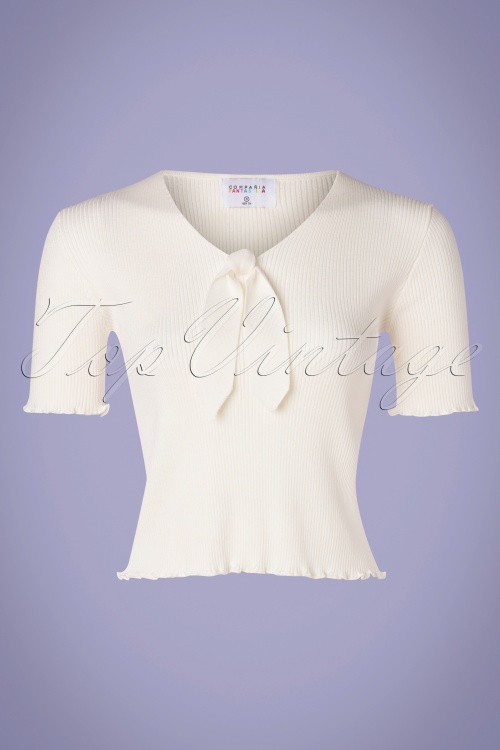 Compania Fantastica - 60s Lazo Knitted Top in Ivory White