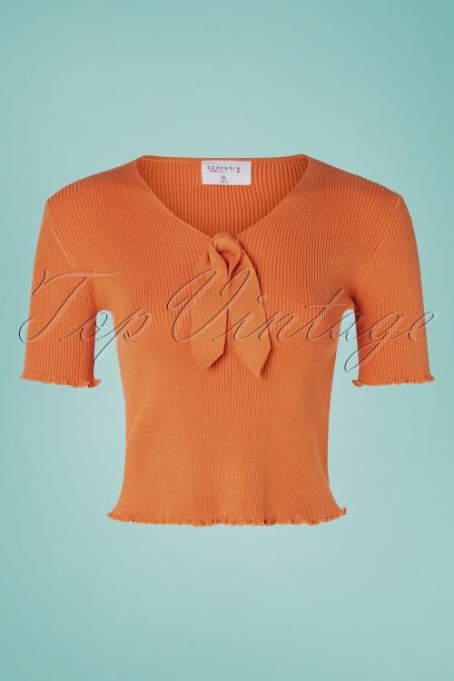Compania Fantastica - Lazo Knitted Top Années 50 en Orange Cannelle