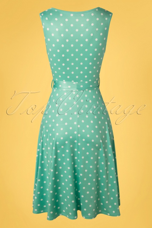 Vintage Chic for Topvintage - Charley Polkadot Swing Dress Années 50 en Menthe 4