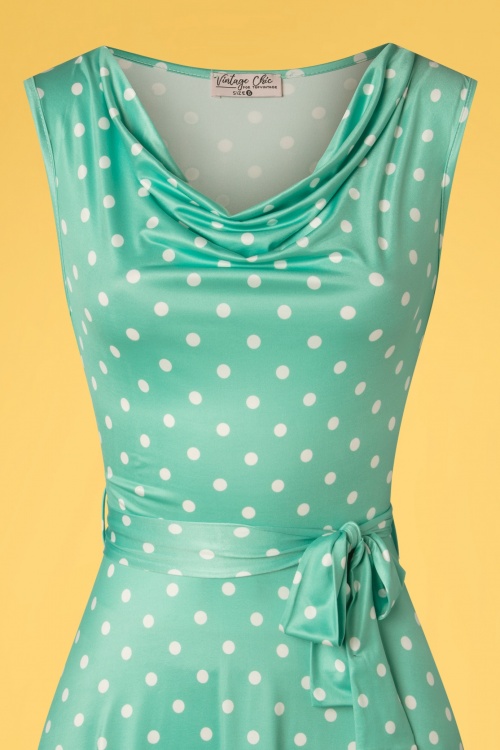 Vintage Chic for Topvintage - 50s Charley Polkadot Swing Dress in Mint 2