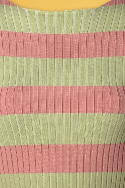 Compania Fantastica - 60s Amiyah Stripes Jumper in Green and Pink 3