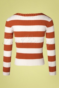 Compania Fantastica - Amiyah Stripes Pullover in Rost und Weiß 2