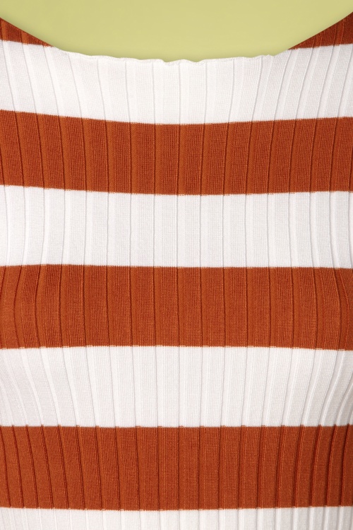 Compania Fantastica - Amiyah Stripes Jumper Années 60 en Rouille et Blanc 3