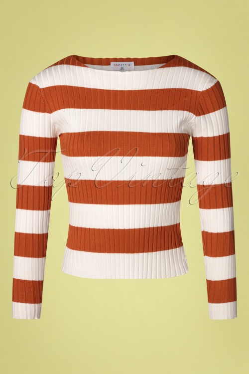 Compania Fantastica - Amiyah Stripes Pullover in Rost und Weiß