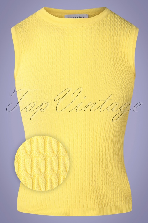 Compania Fantastica - Amarillo Knitted Top Années 60 en Jaune Citron