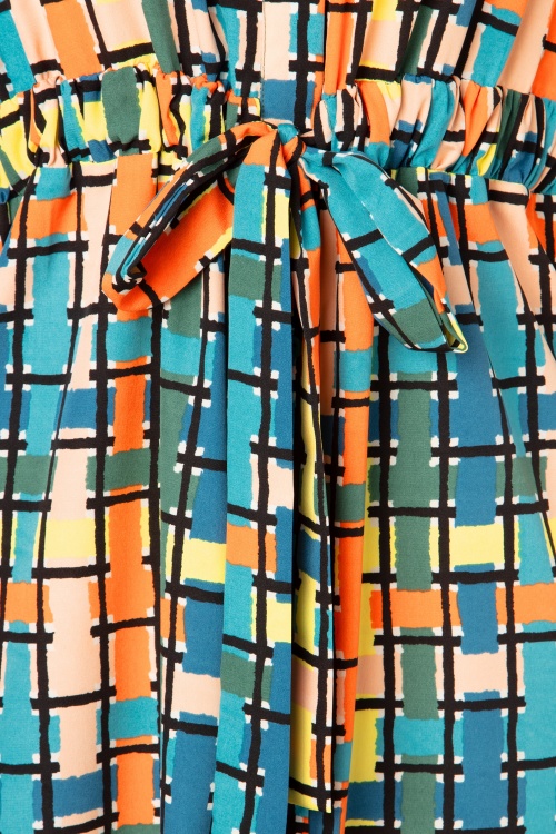 Compania Fantastica - Helena geruite blouse-jurk in multi 6
