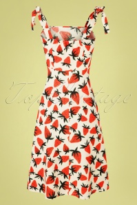 Compania Fantastica - Fresas Summer Dress Années 60 en Crème 6