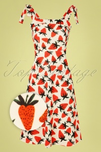 Compania Fantastica - Fresas Summer Dress Années 60 en Crème 2
