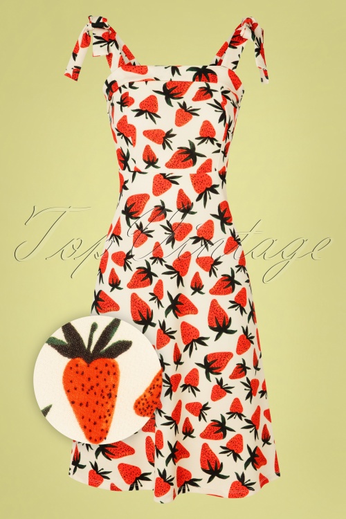 Compania Fantastica - 60s Fresas Summer Dress in Cream 2
