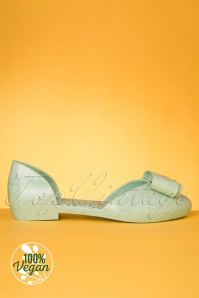 Coloko - 50s Blossom Bow Open Flats in Mint Green 3