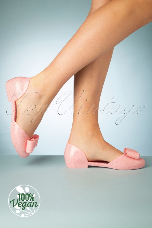 Coloko - 50s Blossom Bow Open Flats in Pink 3