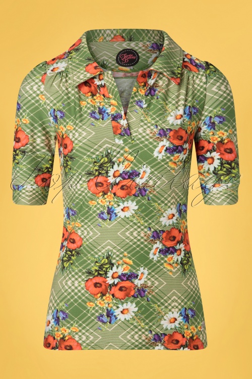 Tante Betsy - Kyra Poppy Shirt Années 60 en Vert