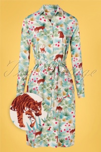 Sugarhill Brighton - Reva Daybreak Jungle Shirt Dress Années 70 en Crème