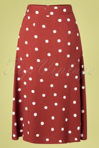 Sugarhill Brighton - 60s Melinda Polka Midi Wrap Skirt in Brick Red 2