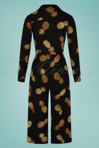 Sugarhill Brighton - 70s Sienna Pineapple Batik Wide Leg Jumpsuit in Black 4