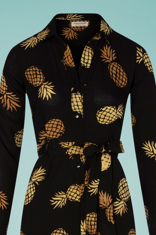 Sugarhill Brighton - 70s Sienna Pineapple Batik Wide Leg Jumpsuit in Black 3