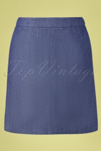 Sugarhill Brighton - 60s Ayra Chambray A-line Skirt Années 60 en Bleu Denim 3