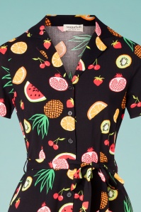 Sugarhill Brighton - Nettie Fruit Punch blouse midi-jurk in zwart 3