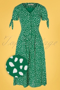 Sugarhill Brighton - Hermione Painterly Spot midi-jurk in groen en wit