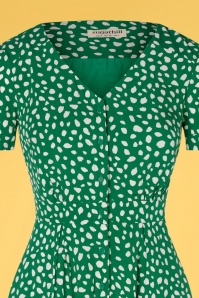 Sugarhill Brighton - Hermione Painterly Spot midi-jurk in groen en wit 3