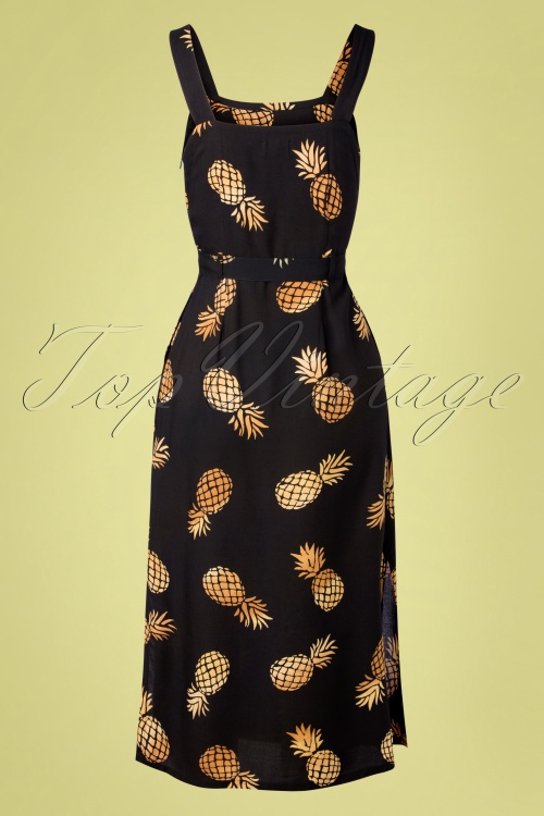 Sugarhill Brighton - 70s Elva Handcrafted Batik Pineapple Dress in Black 4