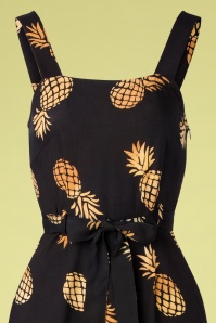 Sugarhill Brighton - Elva Handcrafted Batik Pineapple Dress Années 70 en Noir 3