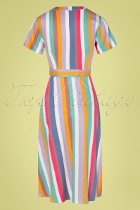 Sugarhill Brighton - 70s Cassidy Cruise Stripes Midi Dress in Multi 4