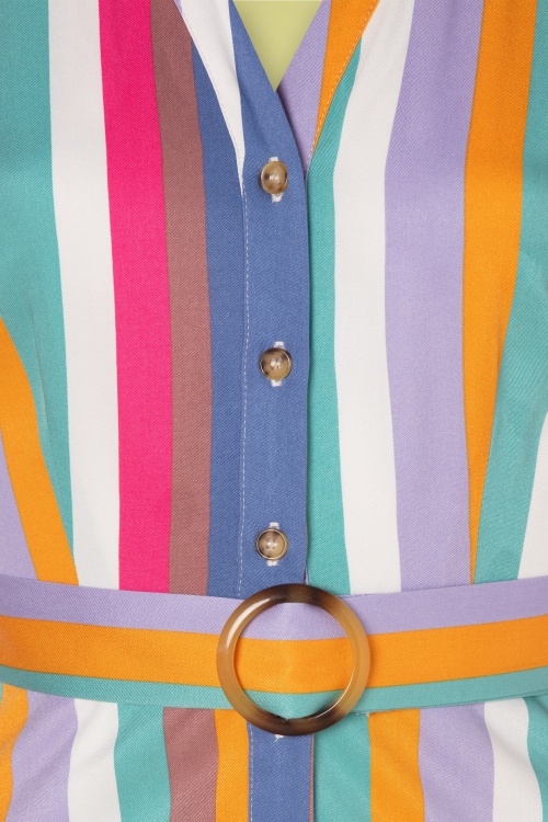 Sugarhill Brighton - 70s Cassidy Cruise Stripes Midi Dress in Multi 3