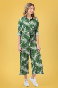 Sugarhill Brighton - Sienna Shady Palm jumpsuit met wijde pijpen in groen 2