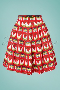 Smashed Lemon - Can With Love Swing Skirt Années 60 en Rouge
