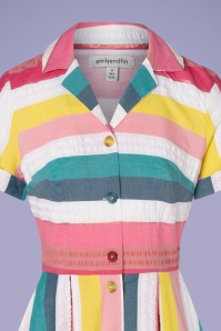 Emily and Fin - Kate Rainbow Stripe Shirt Dress Années 50 en Multi 3