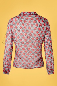 Smashed Lemon - 60s Valentine's Blouse in White and Red 2