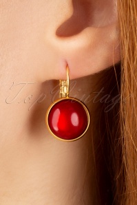 Urban Hippies - 60s Goldplated Dot Earrings in Blood Red