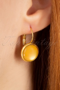 Urban Hippies - Goldplated Dot Earrings Années 60 en Jaune Mimosa