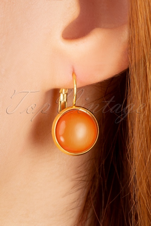 Urban Hippies - 60s Goldplated Dot Earrings in Orange
