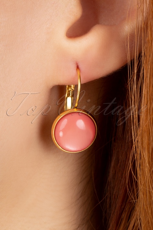 Urban Hippies - 60s Goldplated Dot Earrings in Coral