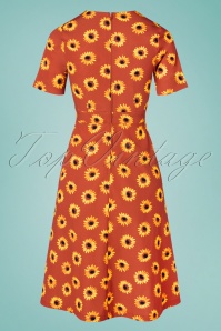 Timeless - 50s Stephanie Sunflower Swing Dress in Rust 5