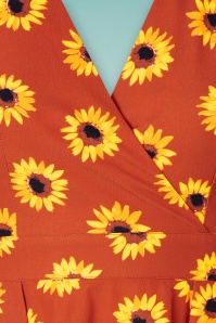 Timeless - Stephanie Sunflower Swing Dress Années 50 en Brun Rouille 4