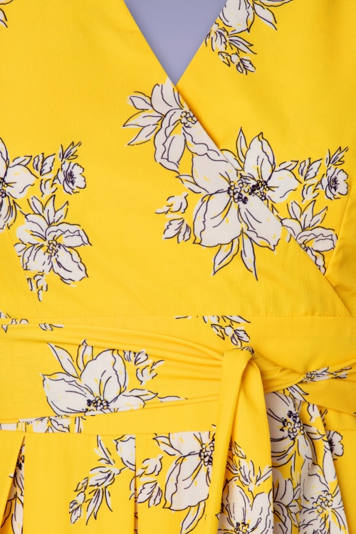 Timeless - 50s Rosa Floral Swing Dress in Yellow 4