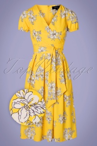 Timeless - Rosa Swing-Kleid mit Blumenmuster in Gelb 2
