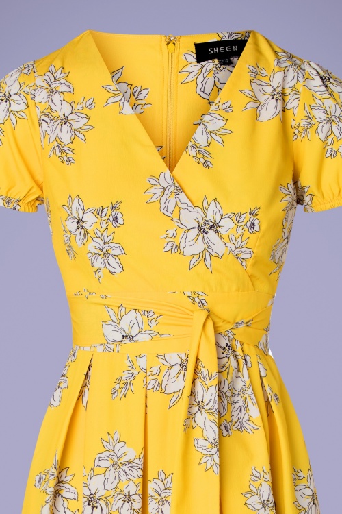 Timeless - 50s Rosa Floral Swing Dress in Yellow 3