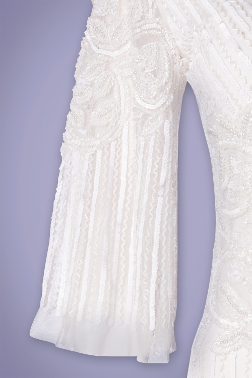 GatsbyLady - Norma Sequin Maxi Dress Années 20 en Blanc 5